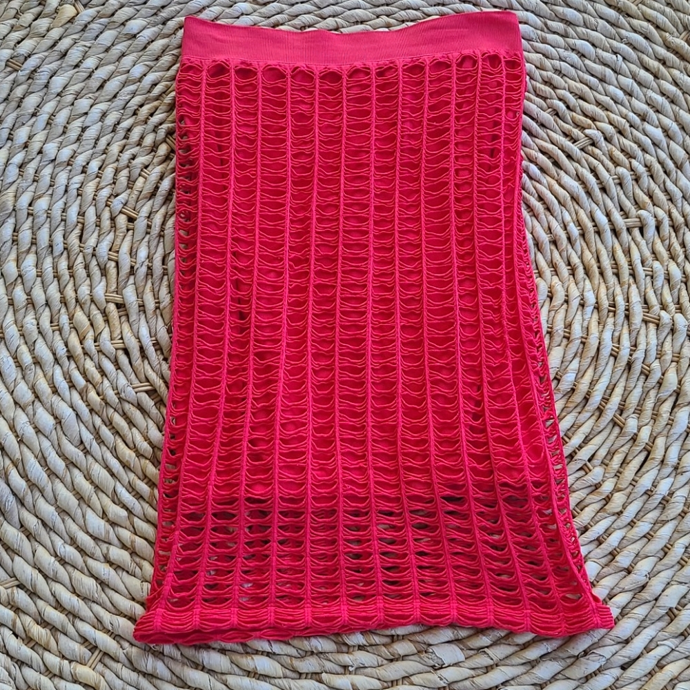 Red Bebe fishnet skirt